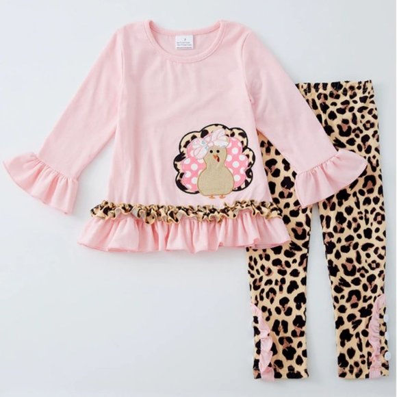 Unique Baby Girls 3-Piece Outfit Set - Tunic Top, Ruffle Leggings & Scarf Toddler Clothes